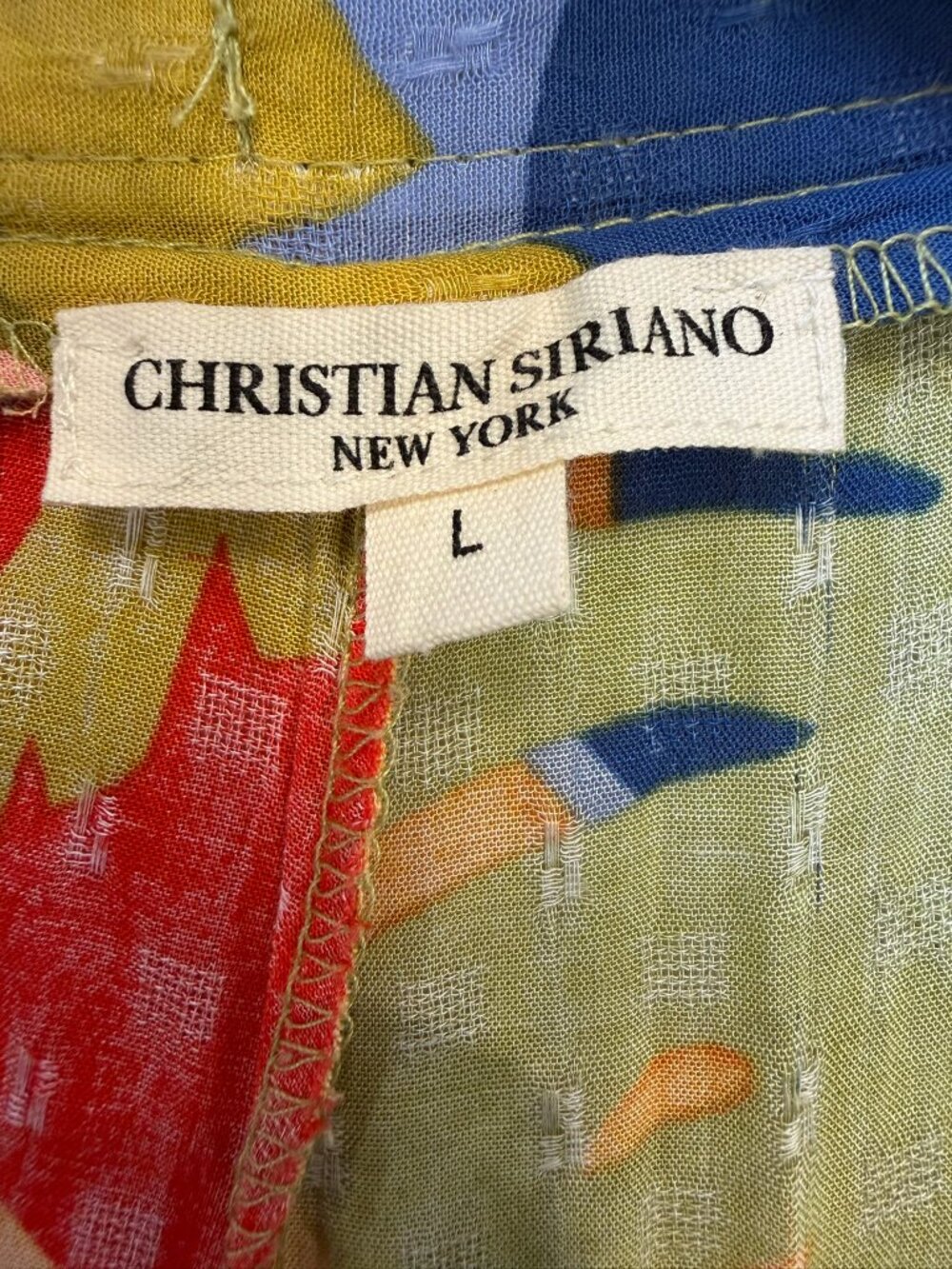 Christian Siriano Tropical Print Wide-Leg Pants, Size L - Picture 3 of 4